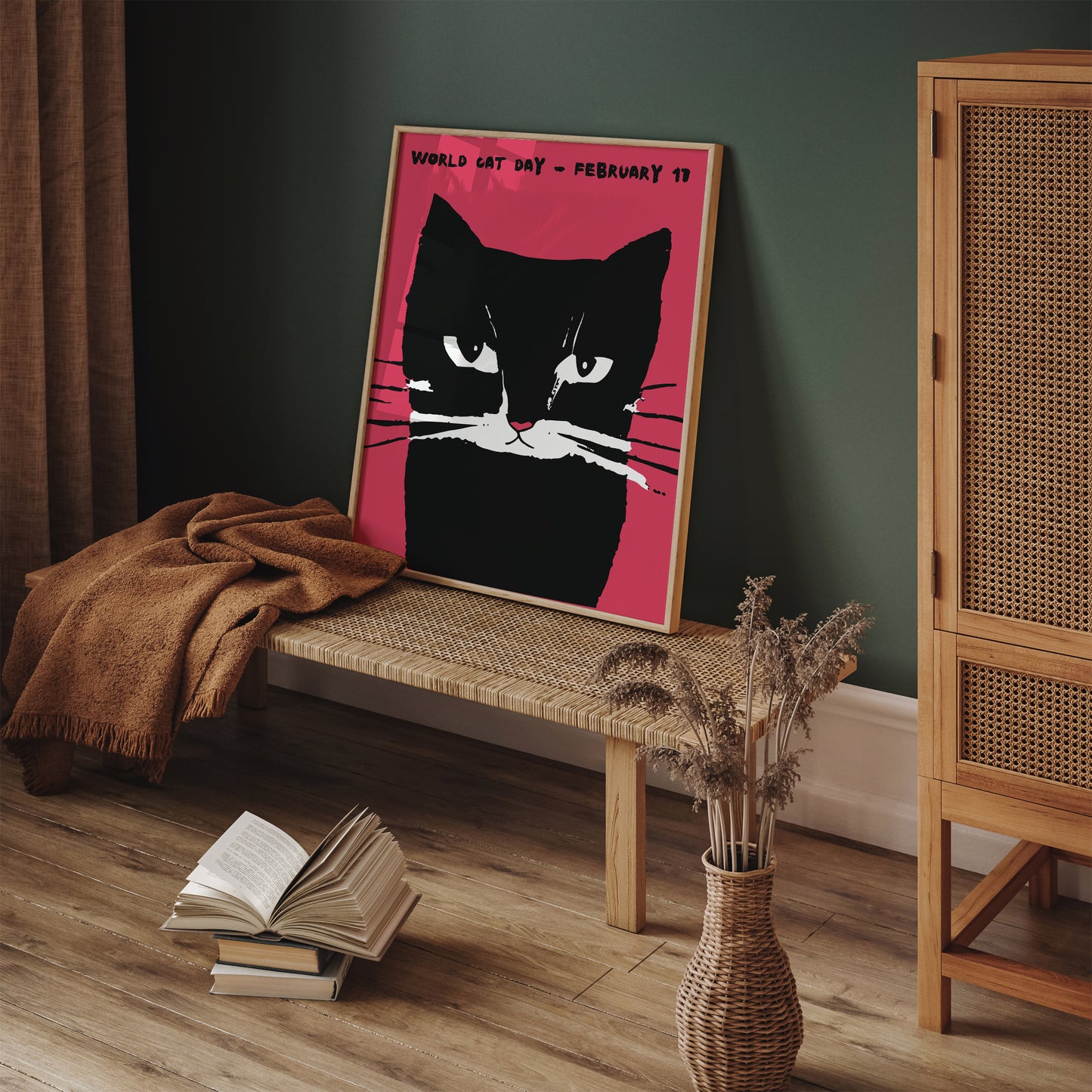 World Cat Day Retro Poster