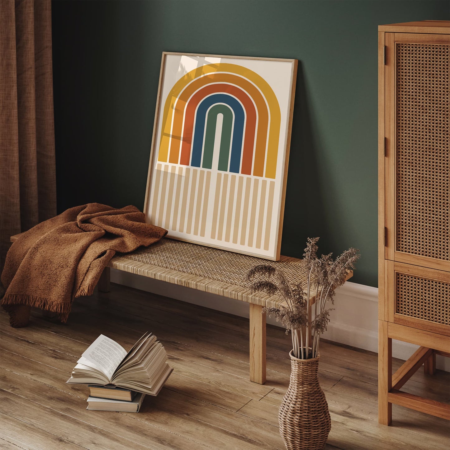 Retro Rainbow Poster - Geometric Modern Wall Art