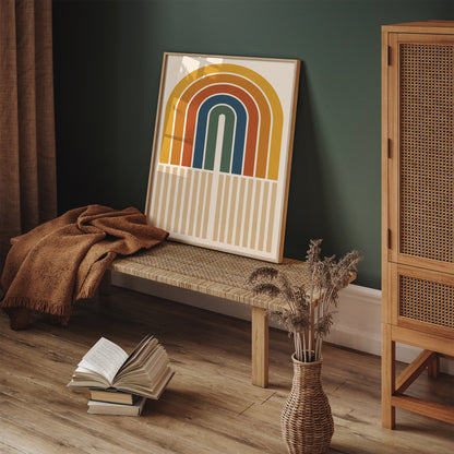 Retro Rainbow Poster - Geometric Modern Wall Art