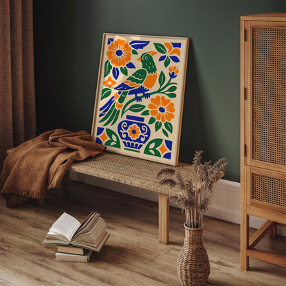 Bohemian Mexican Parrot Jungle Poster