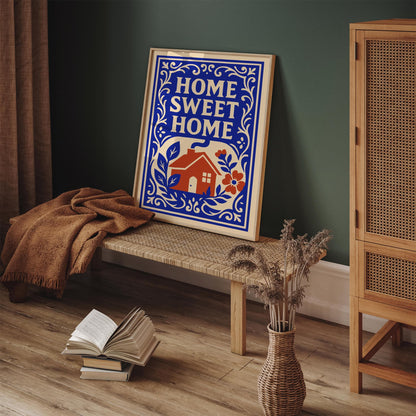 Home Sweet Home - Blue Wall Art Print