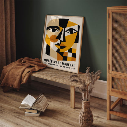 Mid-Century Modern Cubism Art Print – 1957 Exhibition Poster