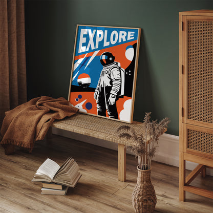 EXPLORE - Astronaut Retro Poster