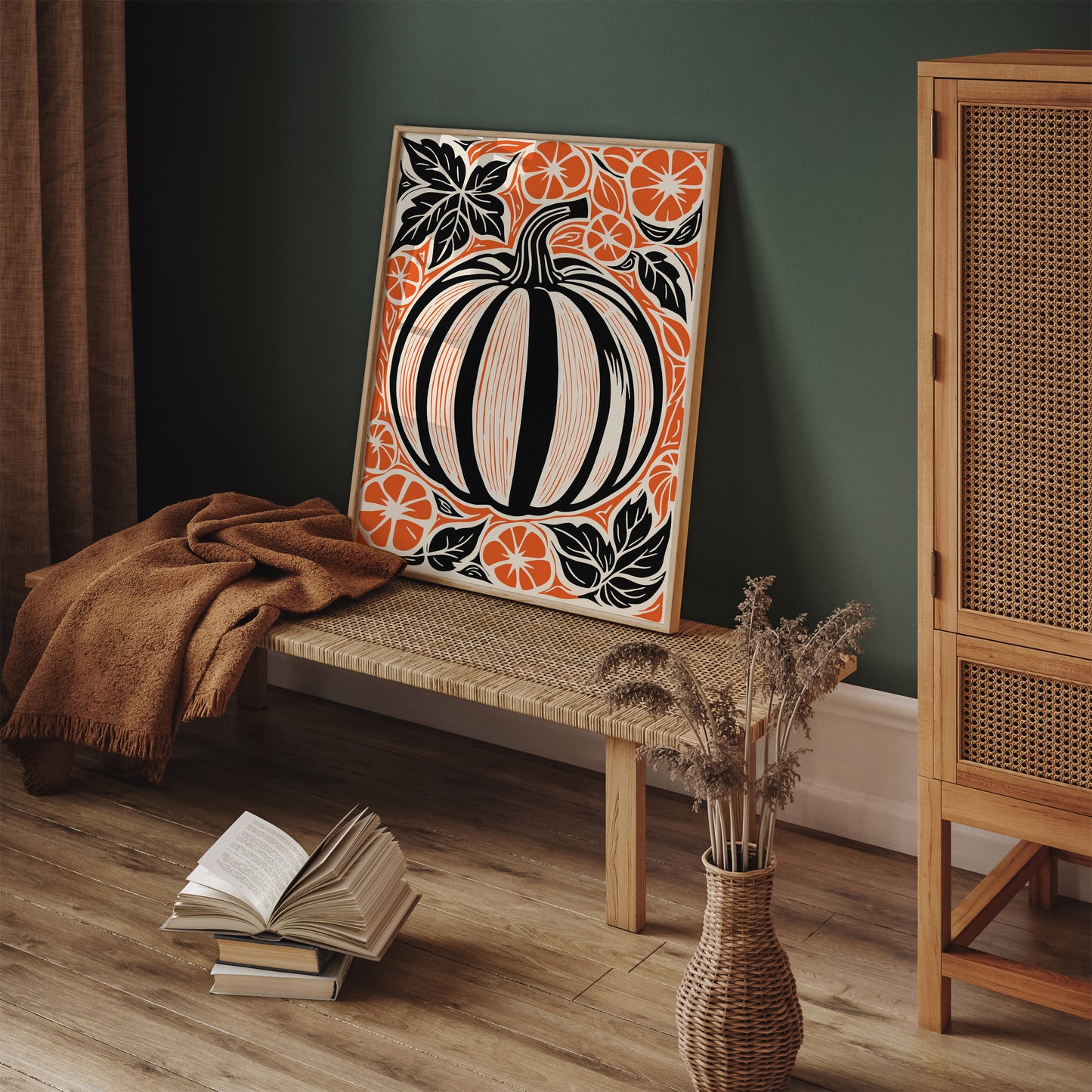 Big Pumpkin Linocut Art Print