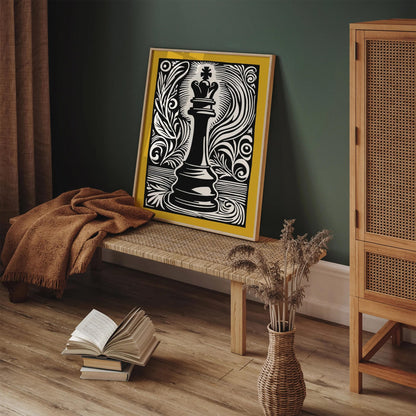 Mustard Yellow Retro Chess Piece Art Print