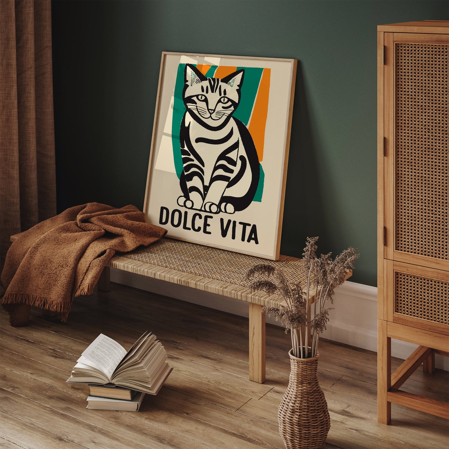 Dolce Vita Funny Cat Vintage Art Print