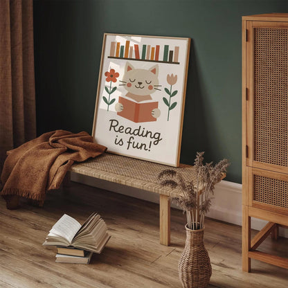 Reading is Fun! Cat Book Lover Poster