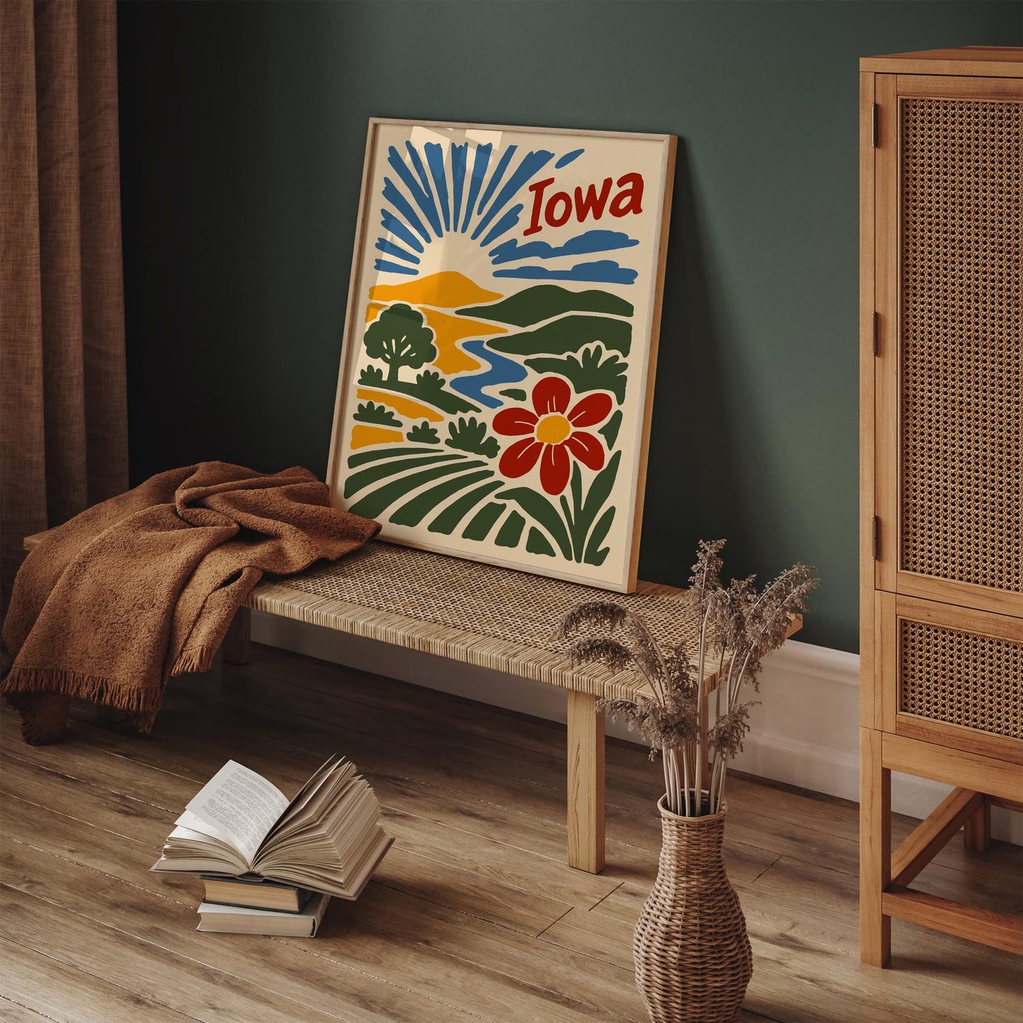 Retro Iowa Landscape Art Print