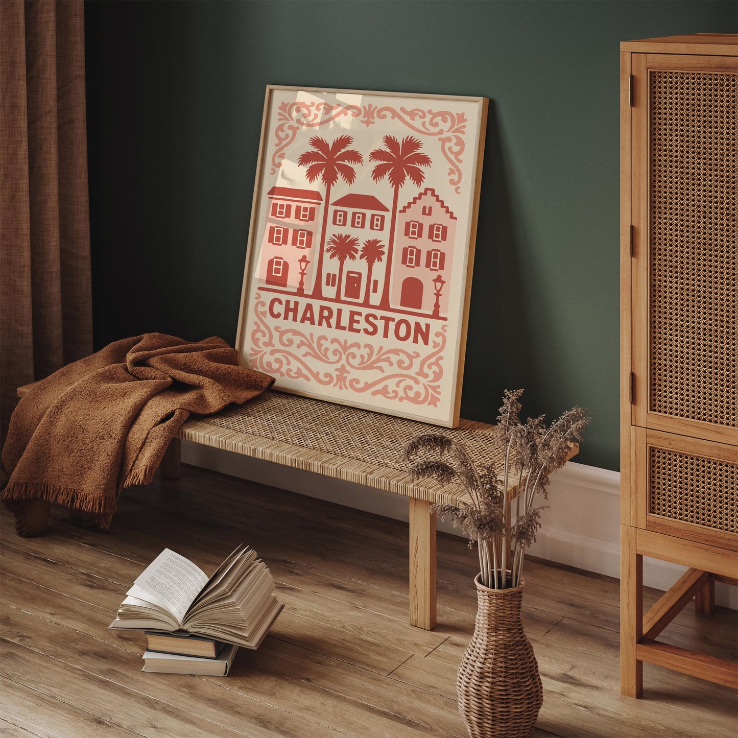 Charleston South Carolina Pink Travel Poster