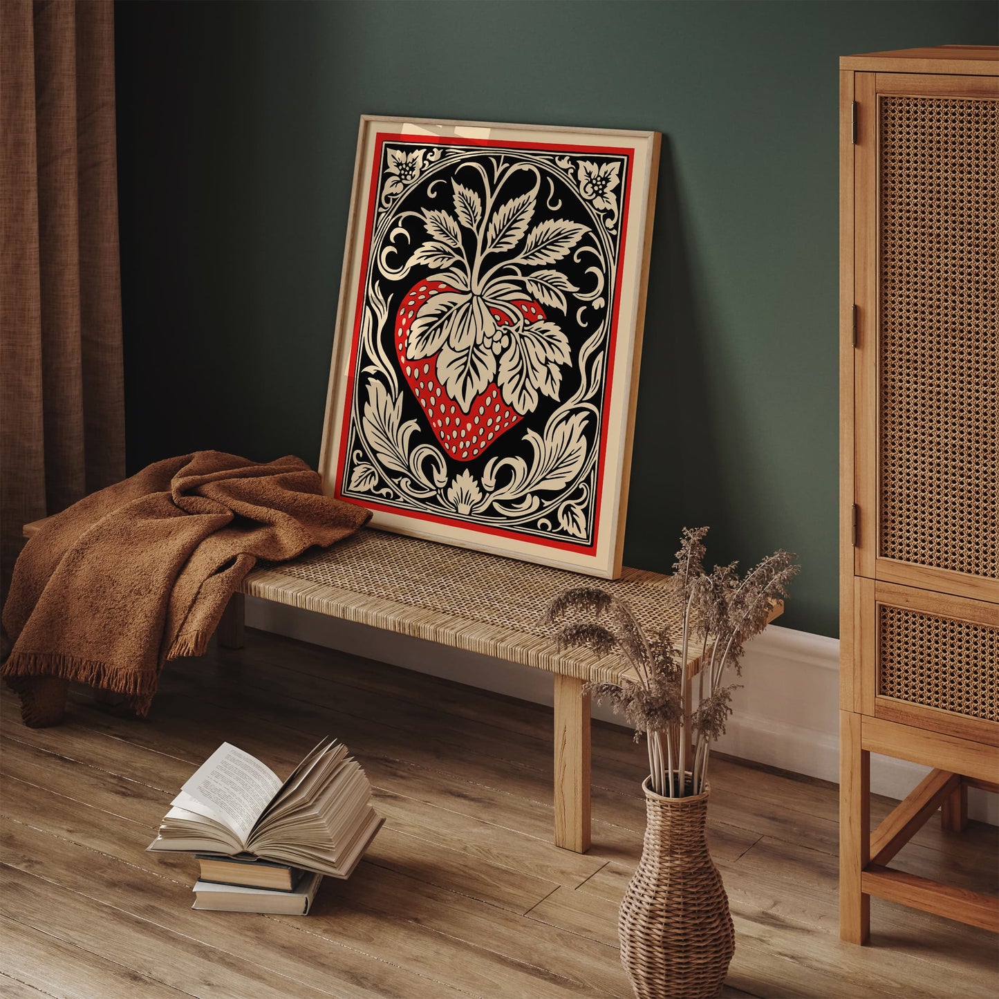 Big Red Strawberry in Rococo Style Poster