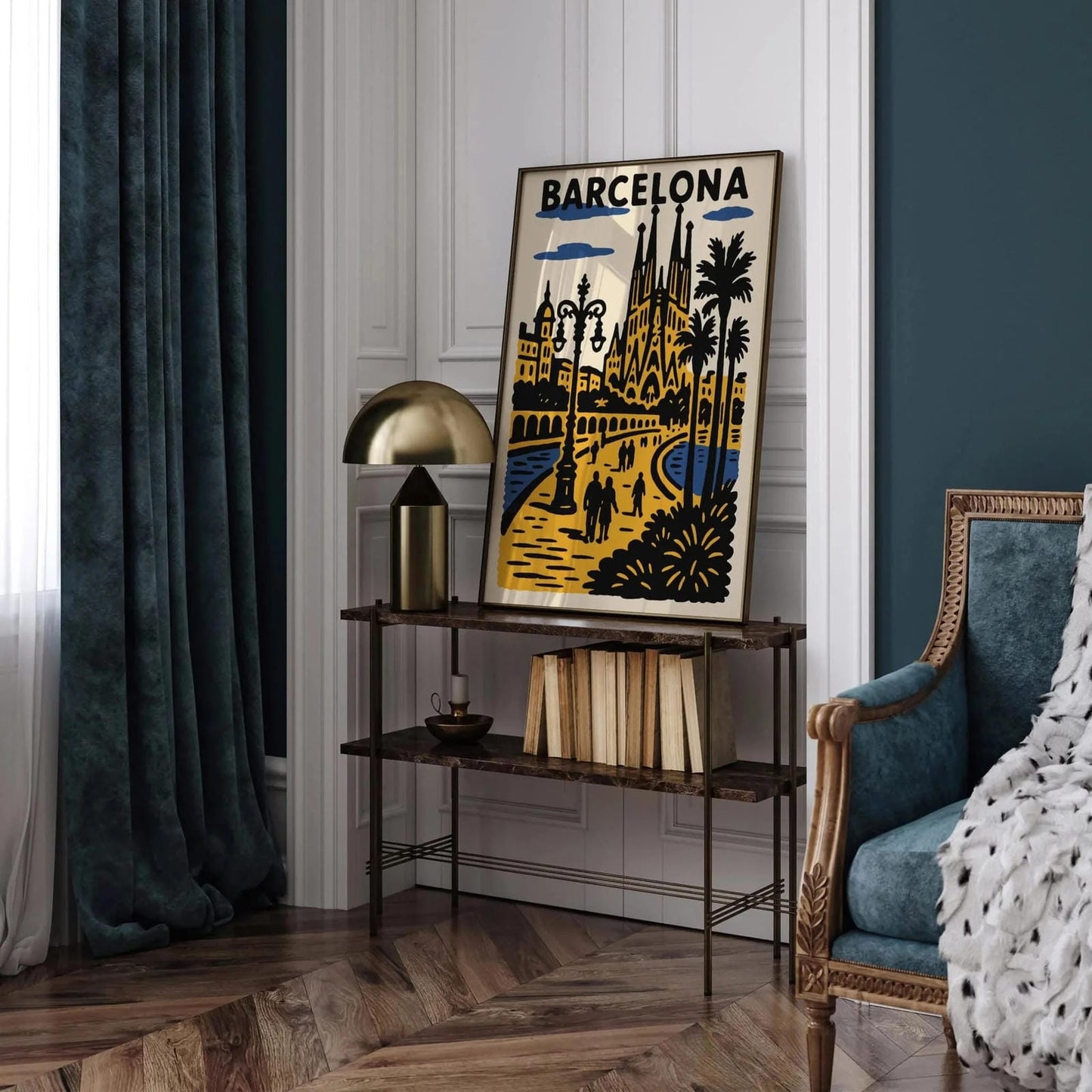 Barcelona Spain Poster - Retro Travel Art Print