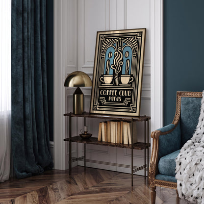 Coffee Club Paris Poster - Art Deco Cafe Wall Decoration