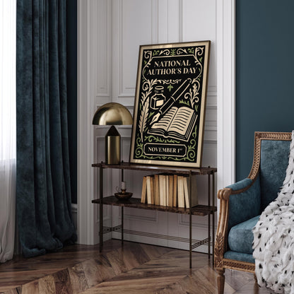 National Authors Day Nov 1 Poster - Rococo Literary Art Print