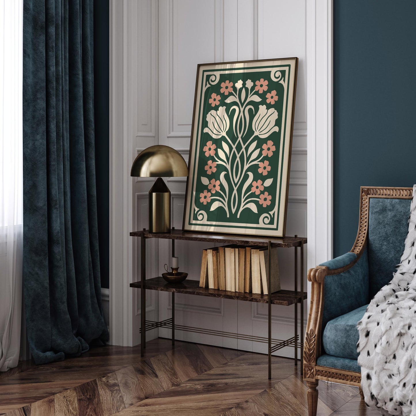 Art Nouveau Floral Wall Art Print