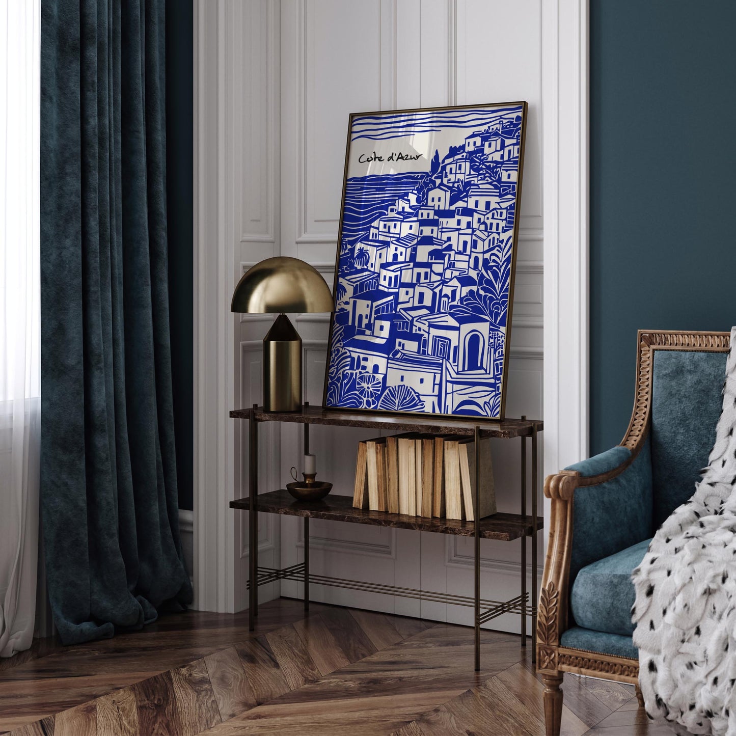 Cote d Azur Scenic Blue Travel Poster