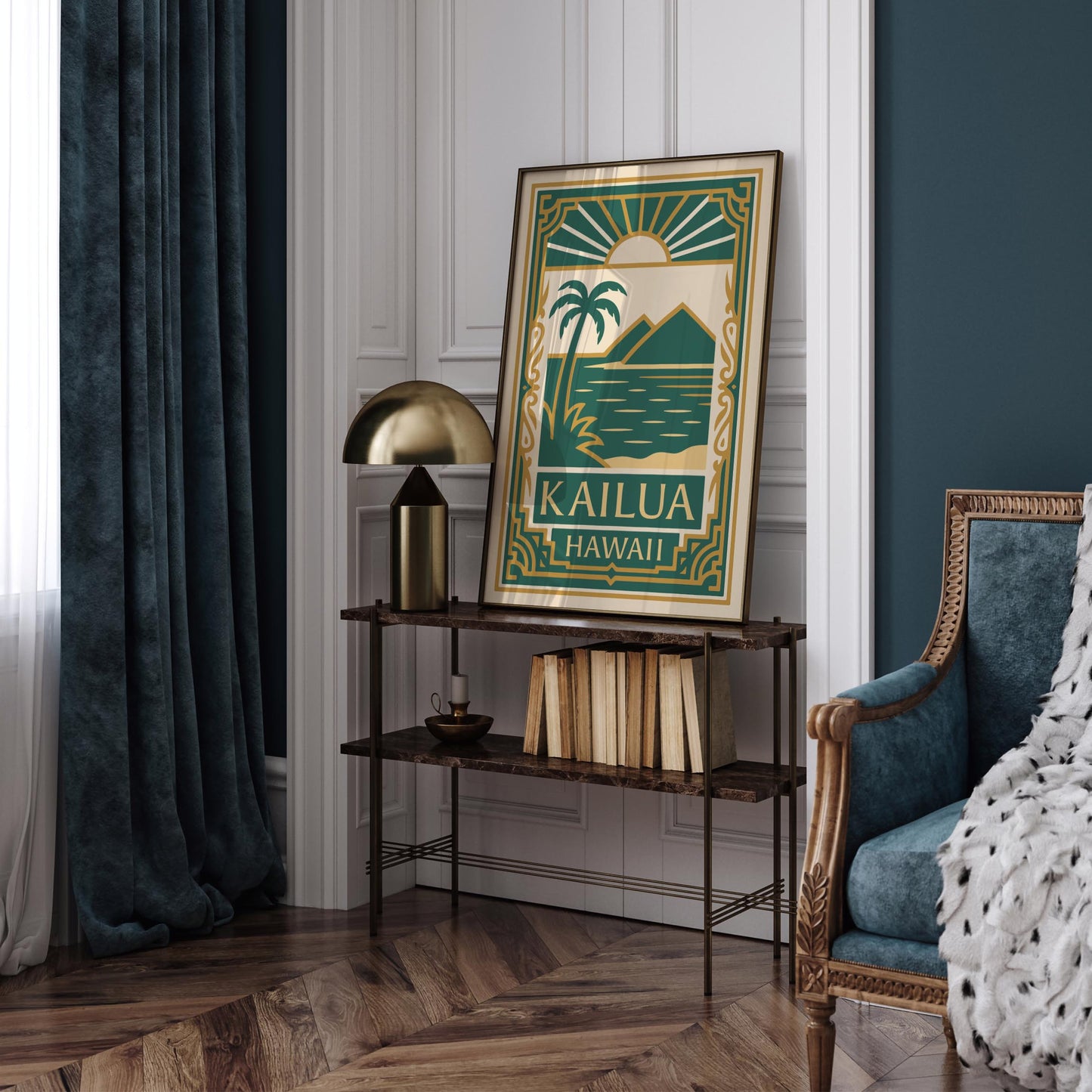 Kailua Hawaii Poster - Art Deco Travel Wall Art