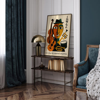 Jazz Music Poster - Retro Cubist Wall Art