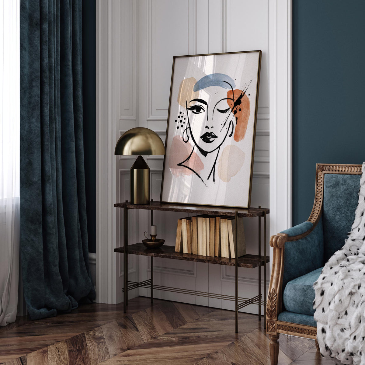 Woman Face Sketch Art Poster