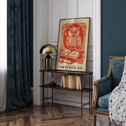 Vintage Red Owl Art Print – Book Lover Wall Art