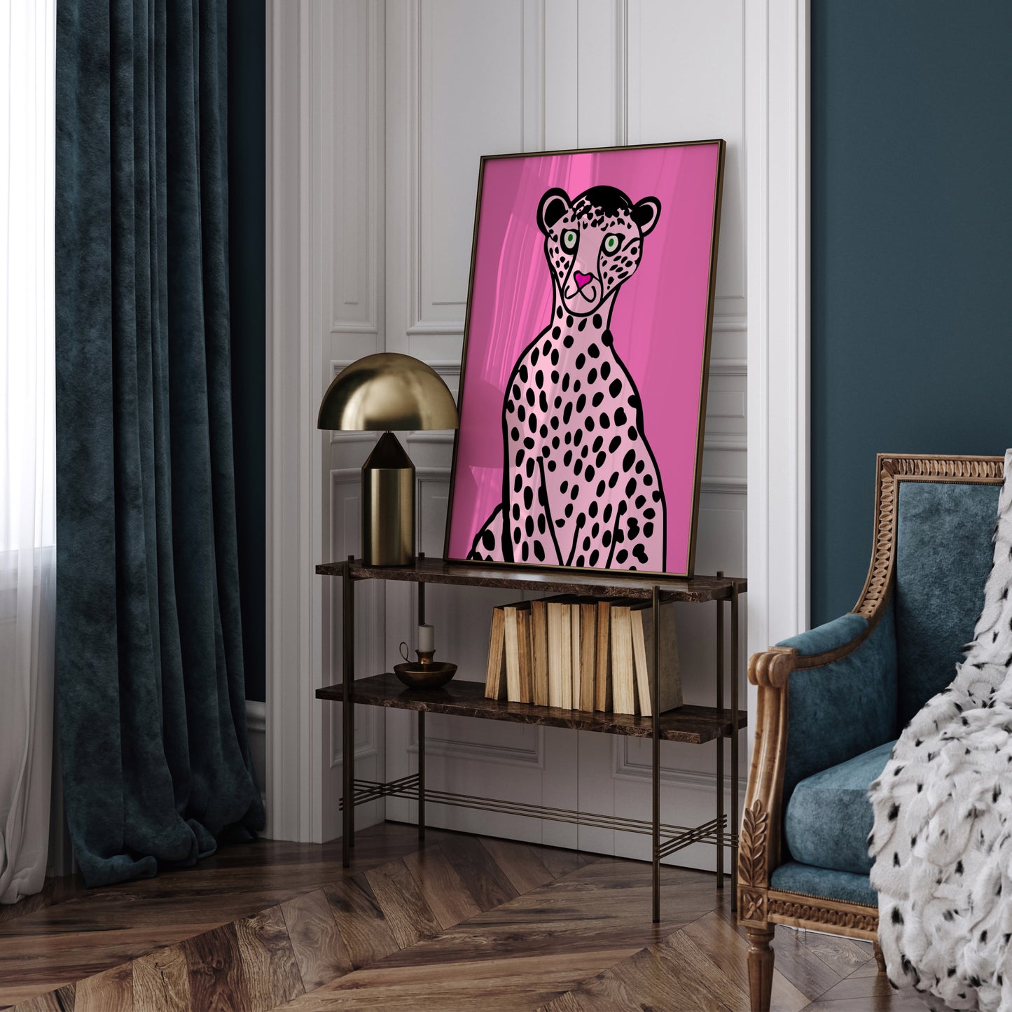 Quirky Pink Panther Wall Art Print