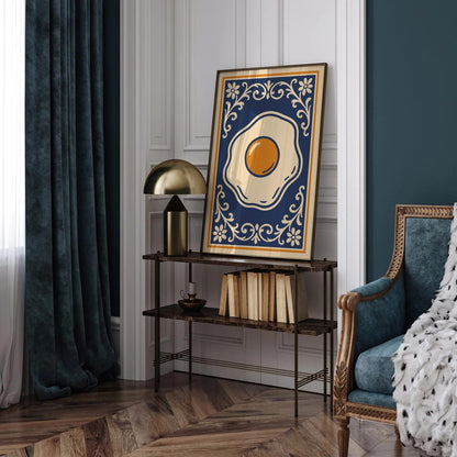 Fried Egg Rococo Style Poster - Elegant Kitchen Wall Art