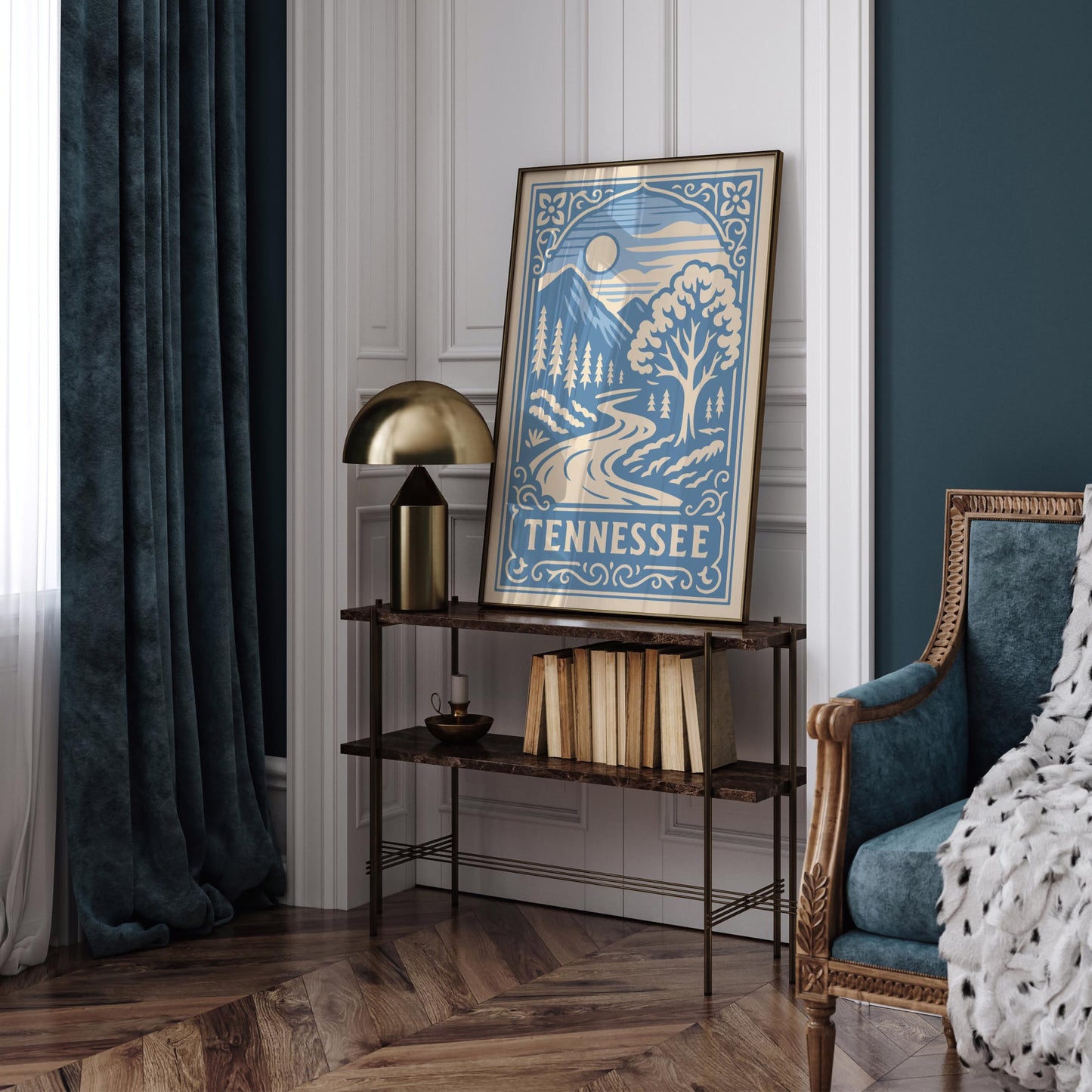Tennessee Travel Poster - Icy Blue Landscape Print