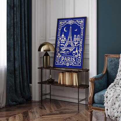 Paris Blue Travel Poster