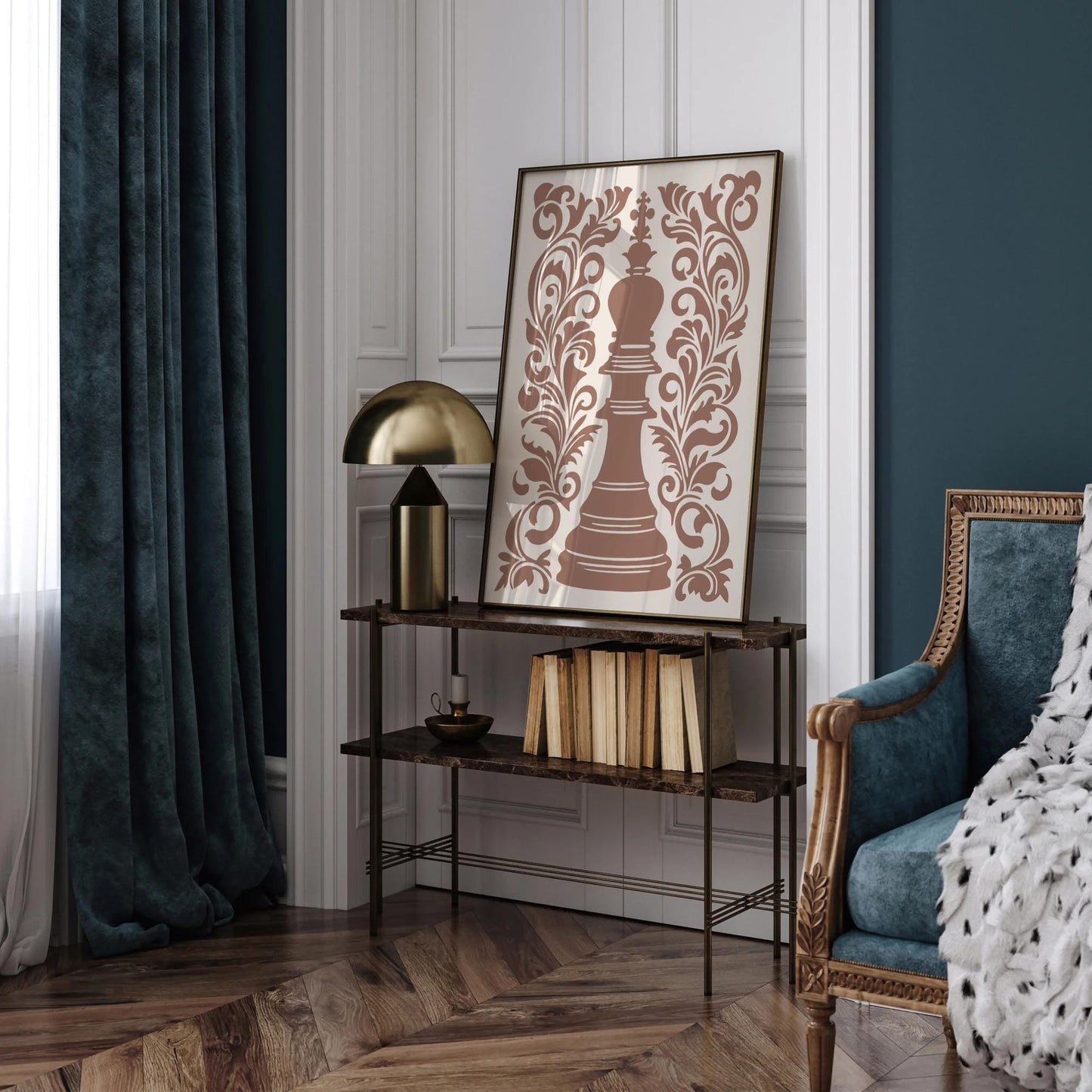 Mocha Mousse Chess Wall Art Print
