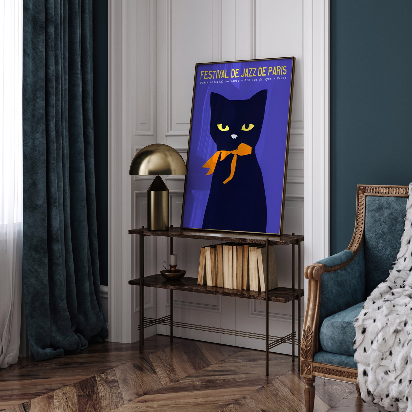 French Jazz Festival Cat Poster