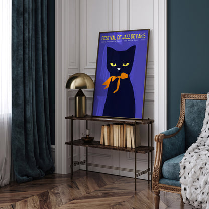 French Jazz Festival Cat Poster