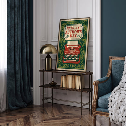 National Authors Day Poster - Literary Art Print in Vintage Rococo Style