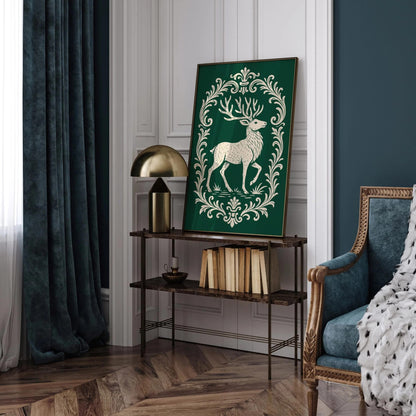 Majestic Deer Green Poster