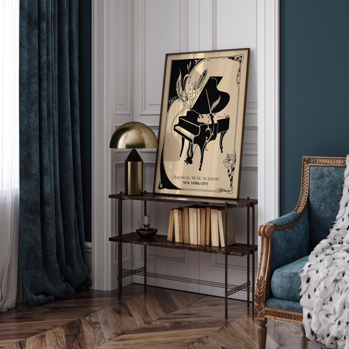 New York City Classical Music Academy Art Nouveau Poster