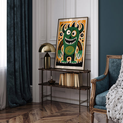 Crazy Green Monster Halloween Vibes Art Print