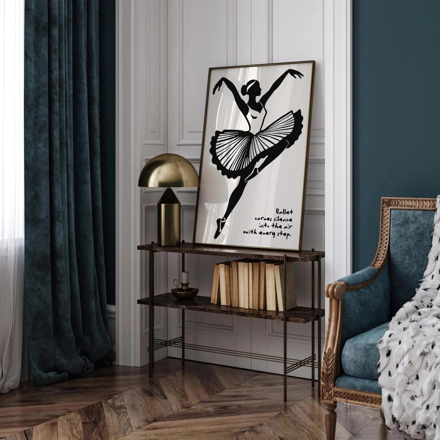 Black and White Ballet Music Poster