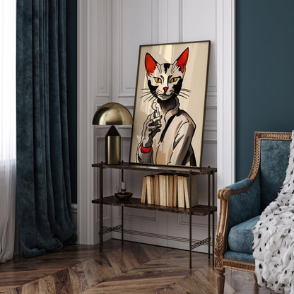 Gentleman Smoking Cat Quirky Wall Art