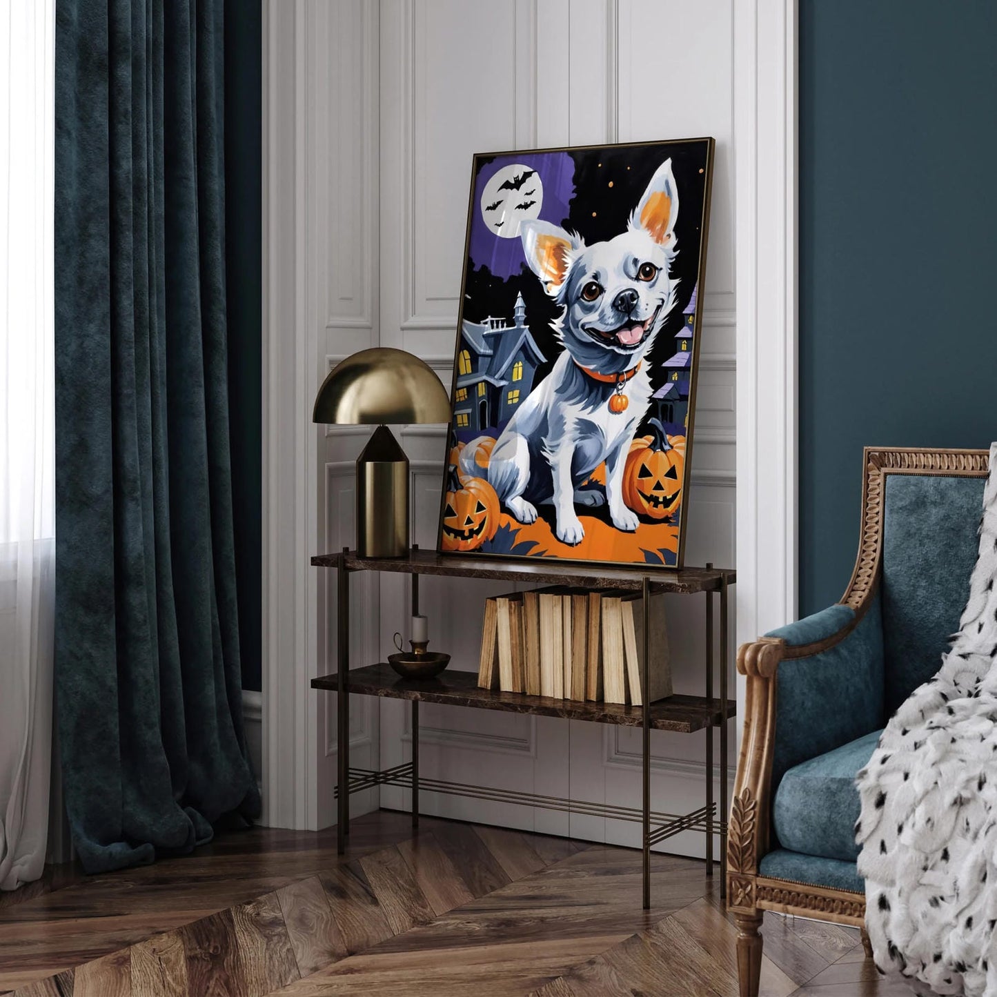 Cute Dog Halloween Art Print 2024