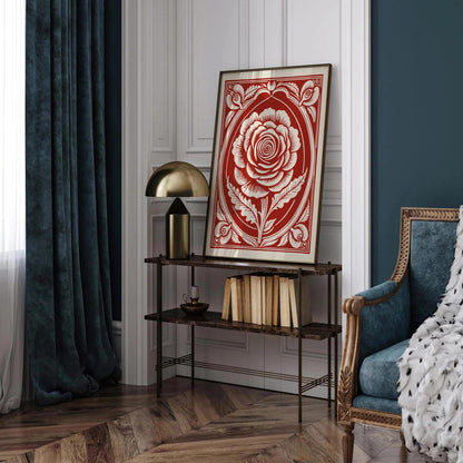 Red Rococo Rose Art Print