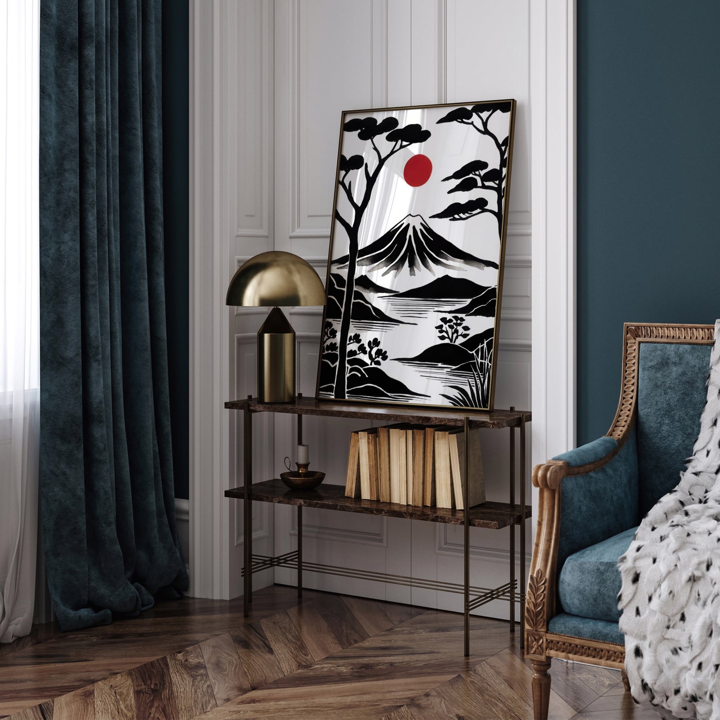 Mount Fuji BW Travel Art Print