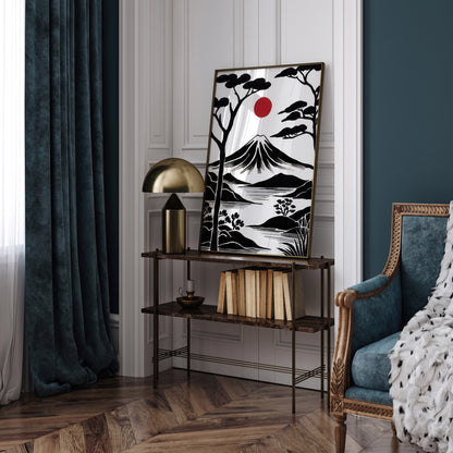 Mount Fuji BW Travel Art Print