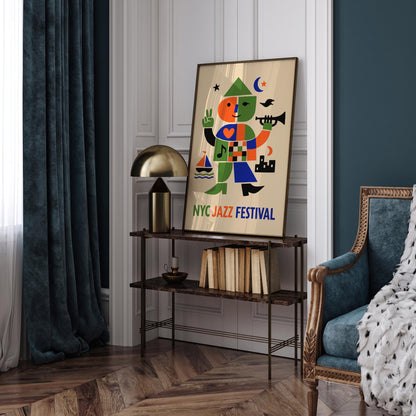 NYC Jazz Festival Art Print - Retro Music Poster