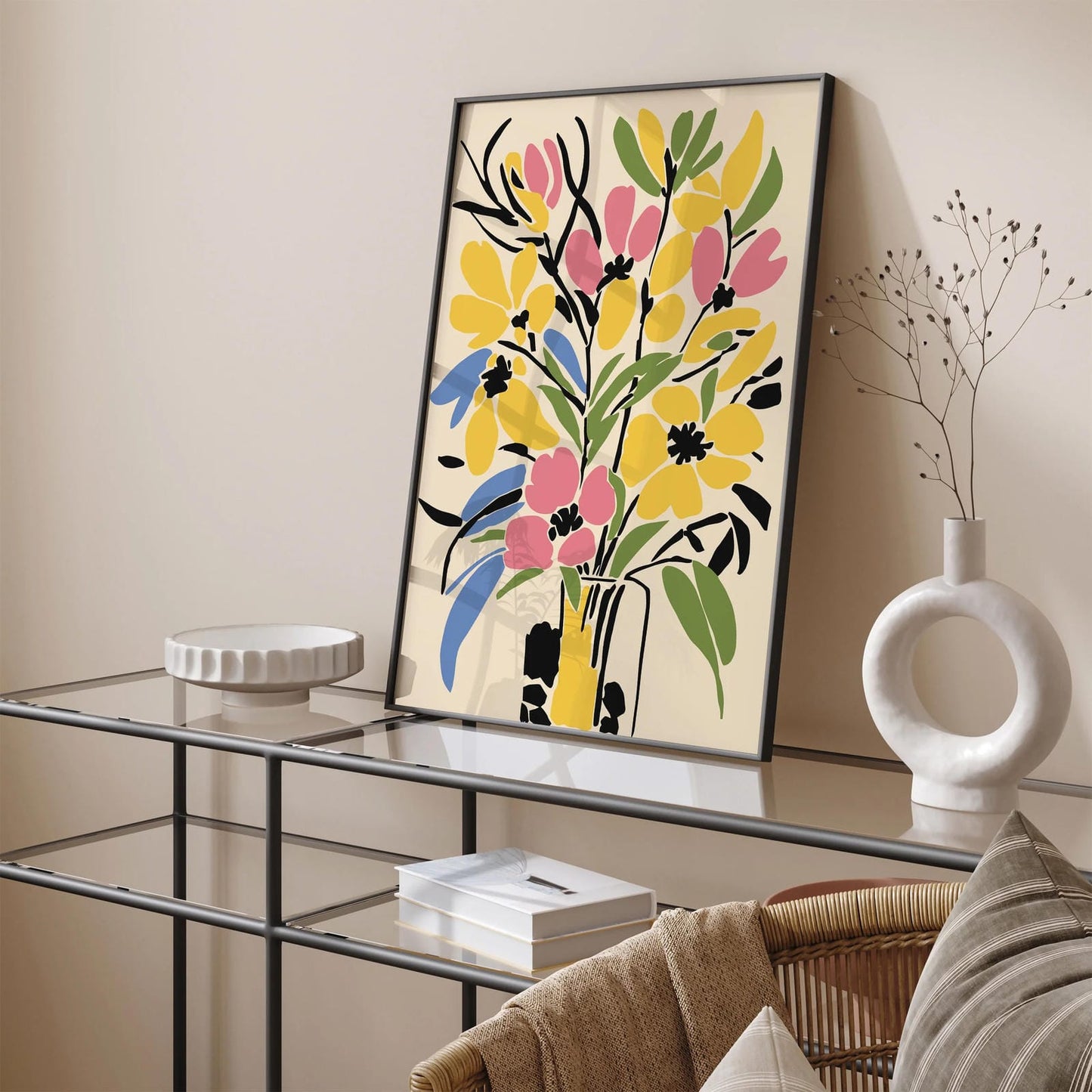 Bouquet of Flowers Ink Style Art Print