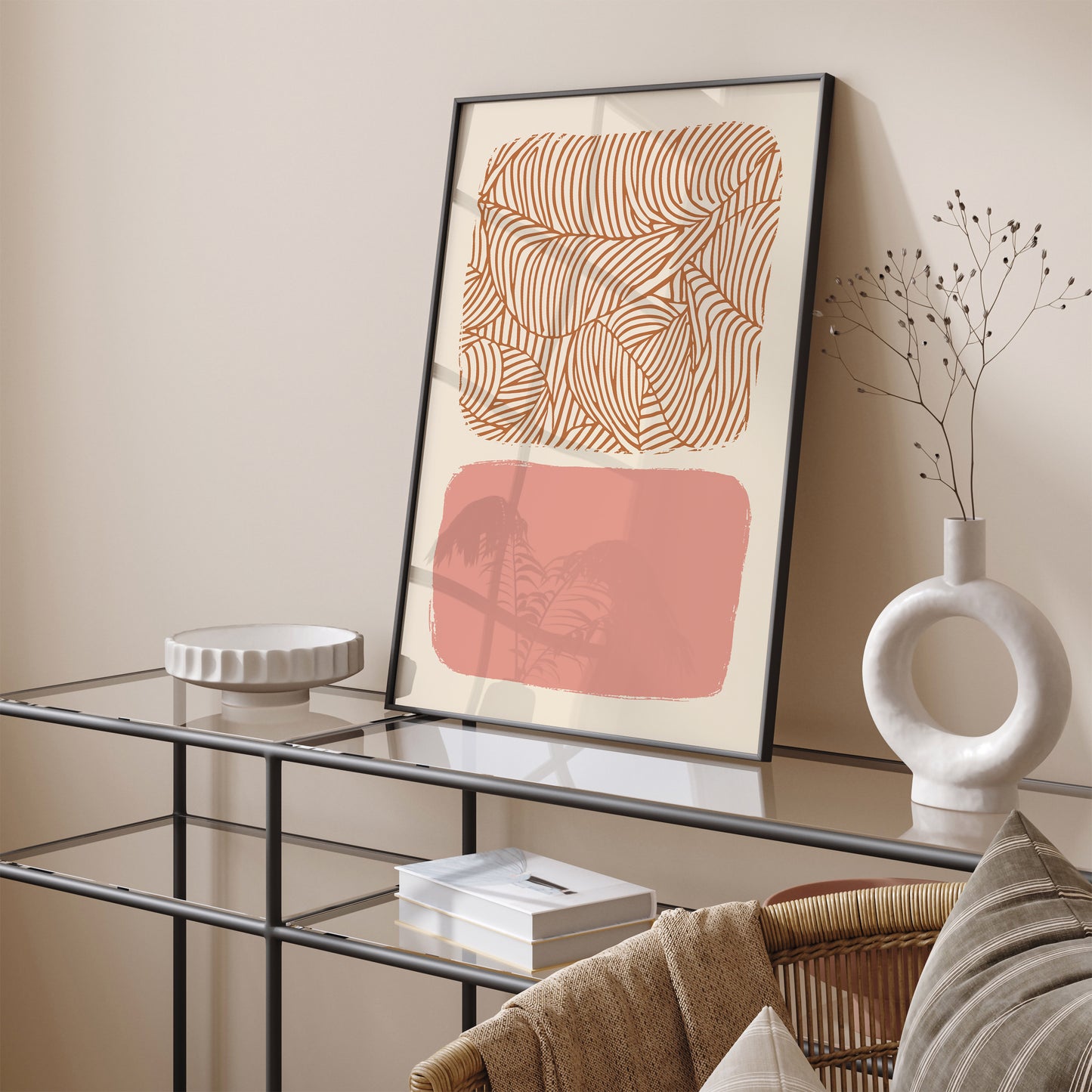 Bohemian Pink Beige Modern Minimalist Art Print