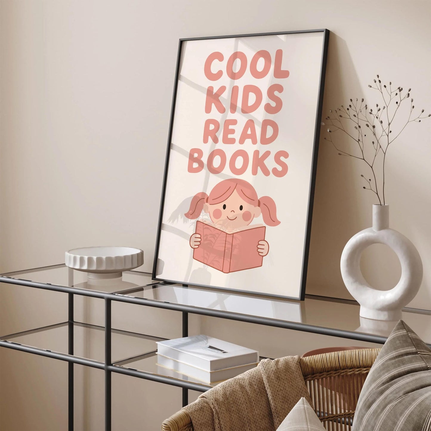 Cool Kids Read Books Poster - Literary Art Print for Kids Room Decor