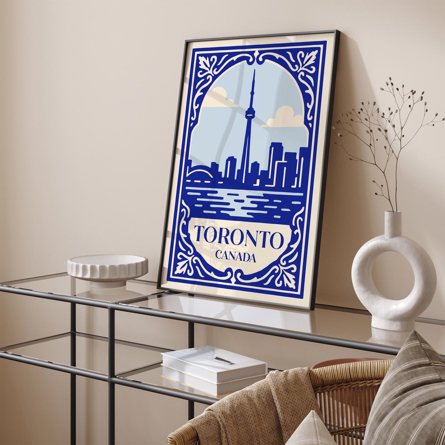 Toronto Canada Poster - Blue Canadian Cityscape Print