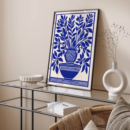 Blue Plant Bathroom Wall Art