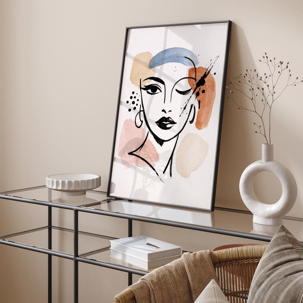 Woman Face Sketch Art Poster