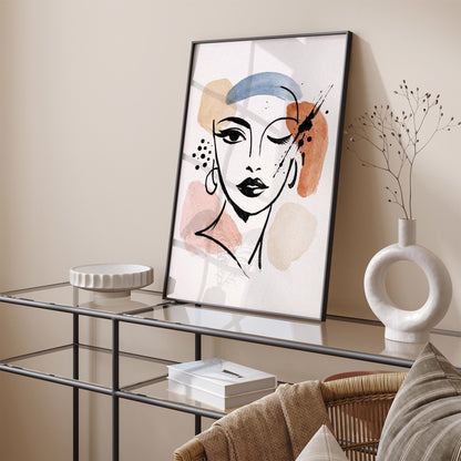 Woman Face Sketch Art Poster