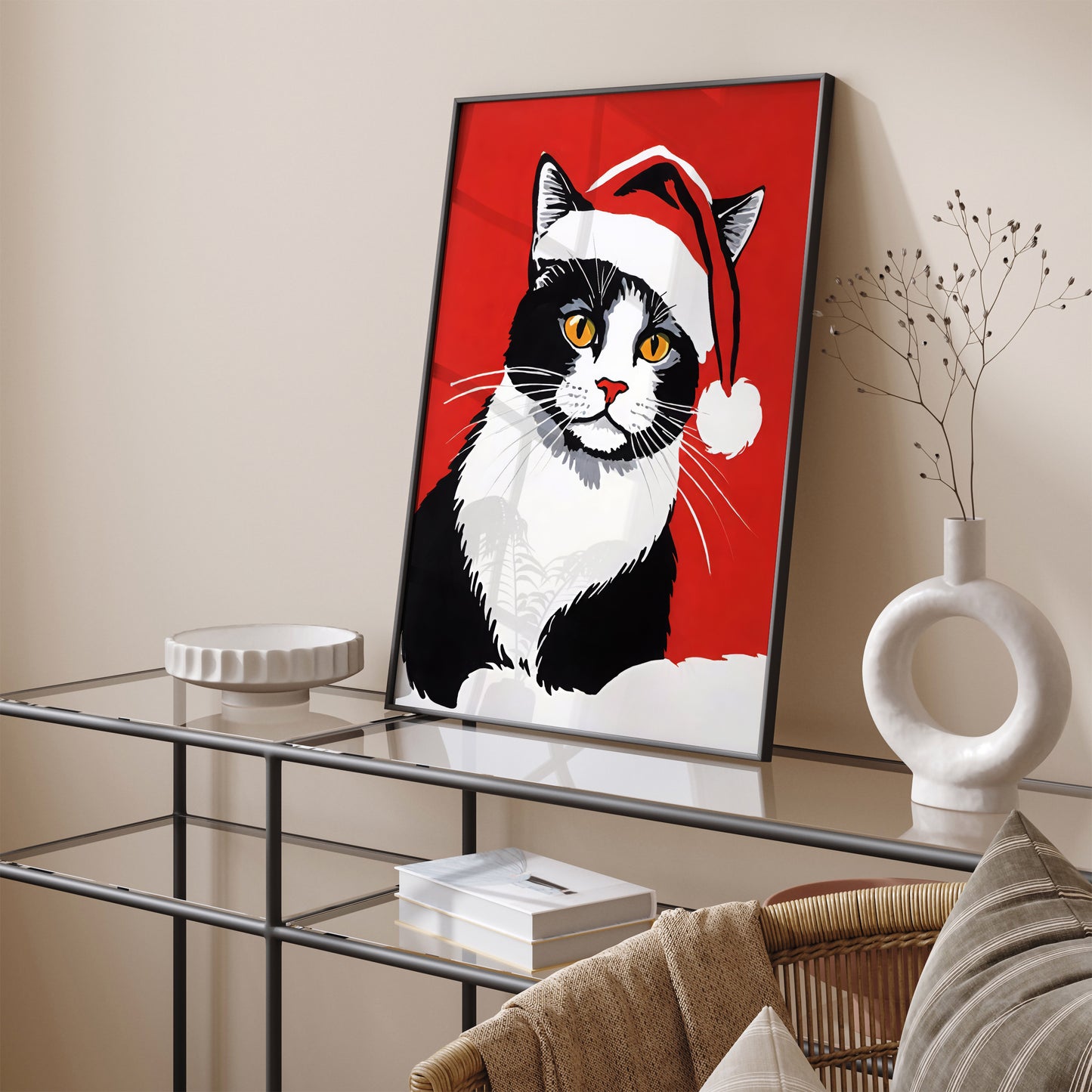 Santa Cat Festive Winter Poster