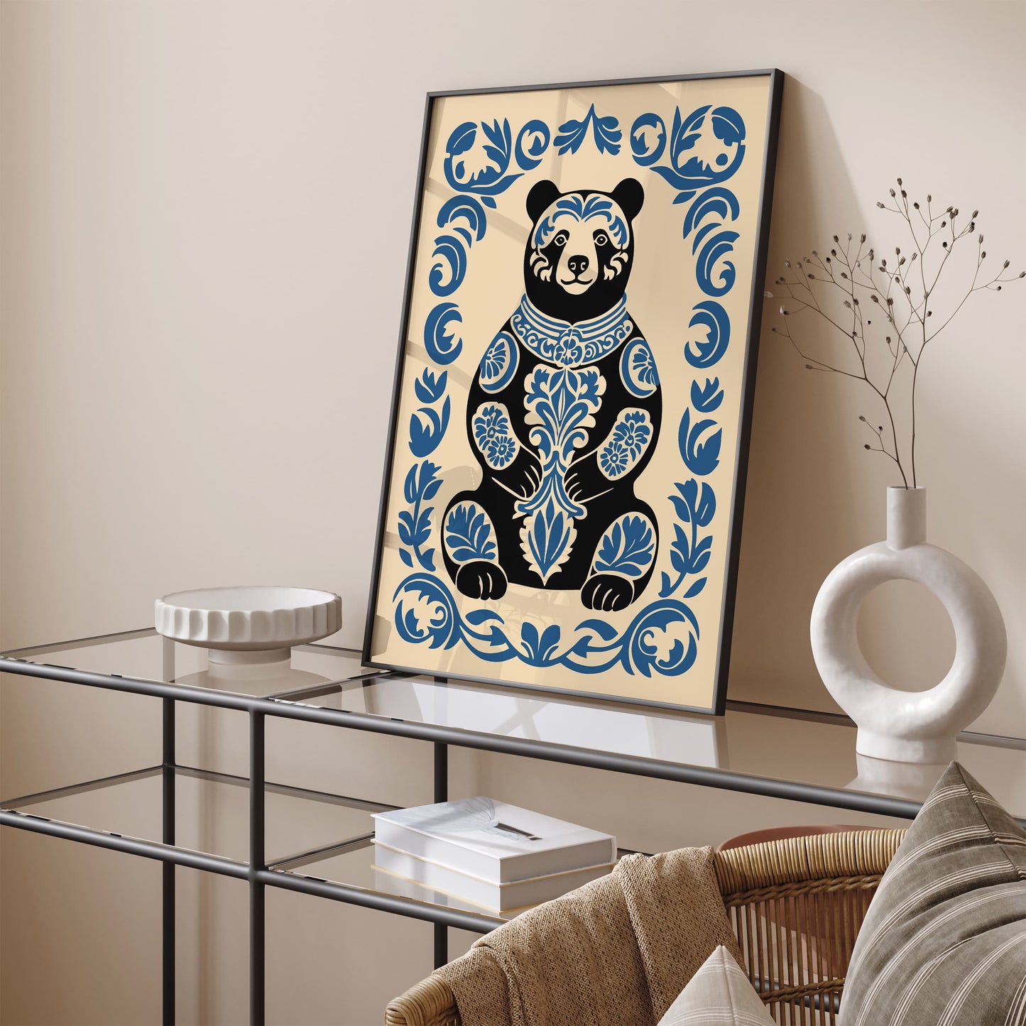Woodland Bear Art Print Cute Animal Portrait